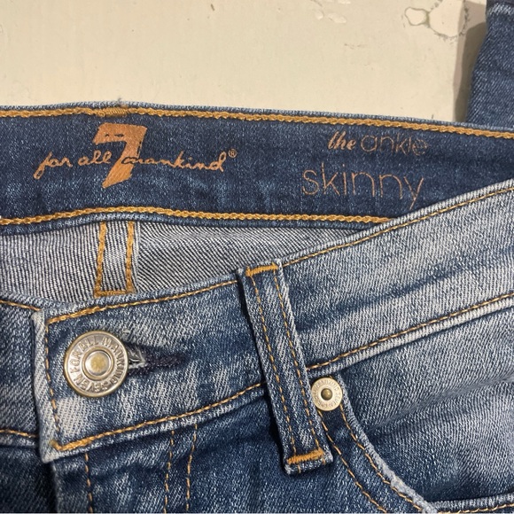 7 For All Mankind The Ankle Skinny Jeans - Sz 24 - Picture 4 of 7